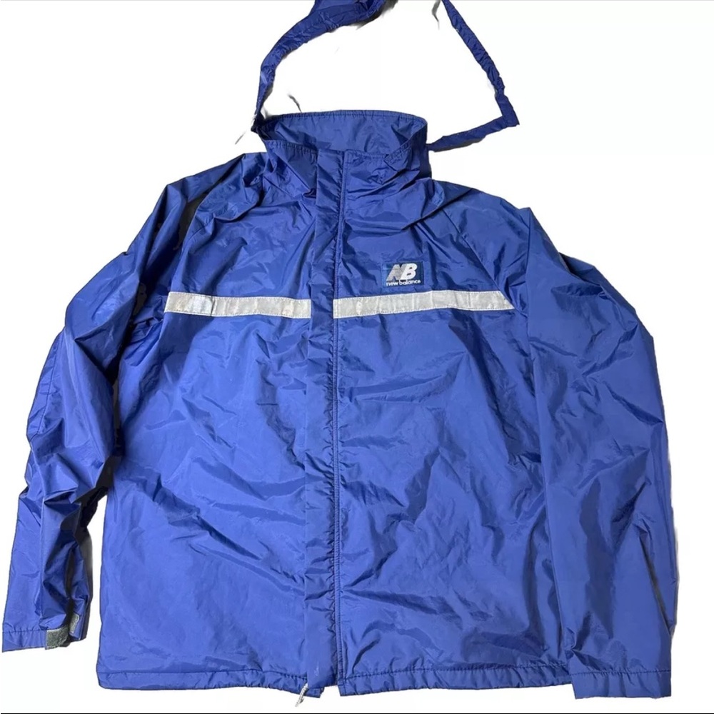 Vintage Men’s Large New Balance Windbreaker Jacket Blue With Detachable Hood